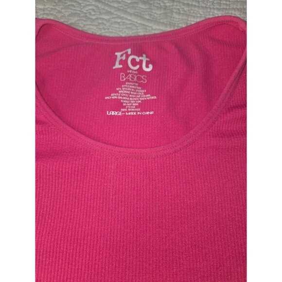 FCT Basics Pink Ribbed Crop Top*Short Sleeve Women’s Tee Top*L*Sissy*Femboy*EUC - Picture 7 of 8